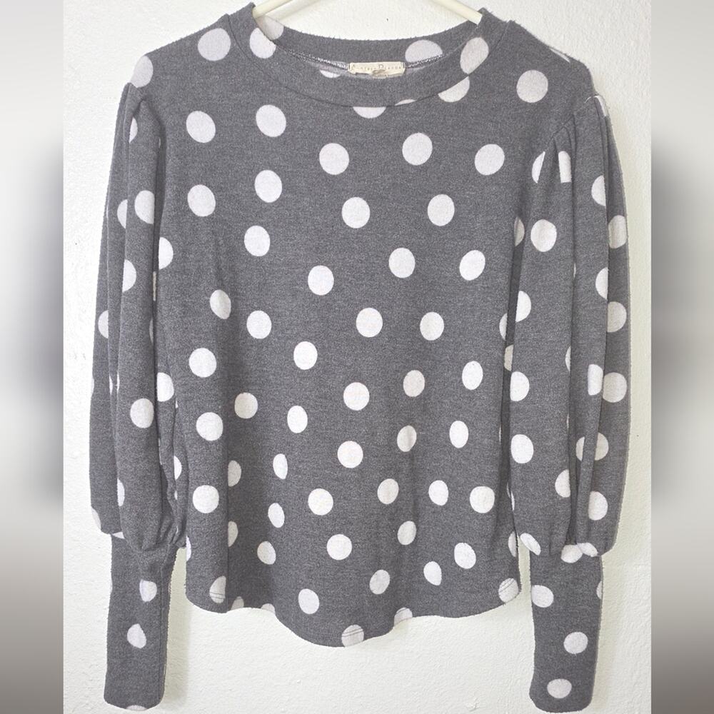 ANOTHER REASON Chic Gray Polka Dot Women's Sweatshirt